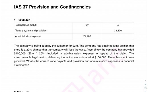 ACCA - FR IAS 37 习题讲解