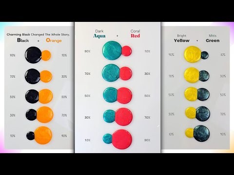 Simple color mixing Tricks for Beautiful Art 🎨 Black, Orange, Dark Aqua, Coral Red, Bright Yellow