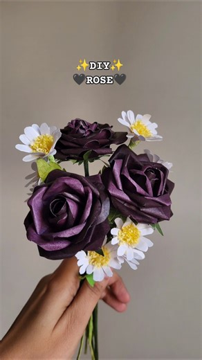 Aesthetic Black Rose using paper | easy and cute craft idea |paper flower making #diy #shorts #craft