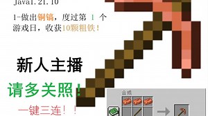 【Java1.21.10原生】- 001：全新版本原版生存！做出铜镐 收获10颗粗铁