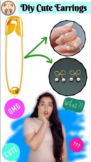 🩵 Diy Cute Safety Pin Earrings 🩵|Homemade jewellery Ideas | Safety Pin Craft #kateyegirl #howto