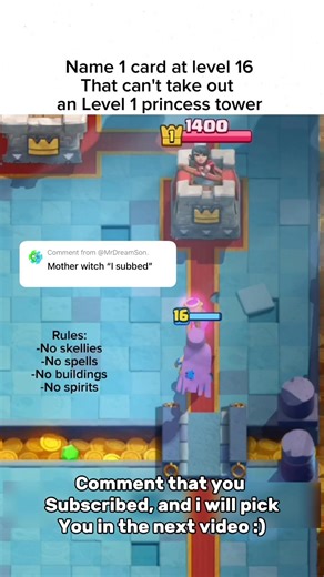 Level 16 Mother Witch Vs Level 1 Princess Tower #clashroyale #clashroyaleshorts #level