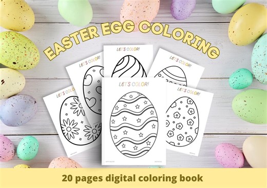 Easter Egg Coloring Book for Kids | 20 Printable Easter Egg Coloring Pages | Cute & Fun Egg Designs | Instant Download PDF - Etsy
