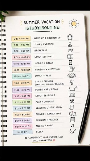 summer vacation time table l daily time table