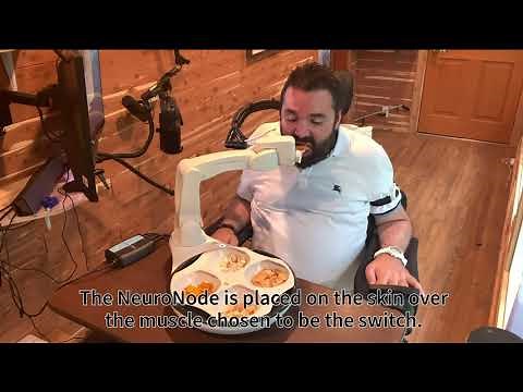 Quadriplegic uses Obi Robot + NeuroNode for Independent Eating! [Adaptive Eating Device]