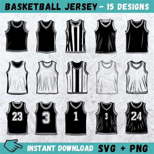 Basketball Jersey SVG Clipart: 15 Vector Cut Files (instant Download) - Etsy