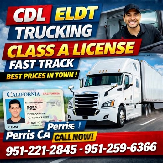 In Motion Trucking School 22850 PERRY STREET, PERRIS CA 92570 📞 (951) 259-6366 951-221-2845 📝 CDL | Trucking | Hazmat | ELDT 🔗 Links: https://www.instagram.com/inmotiontruckingschool?igsh=NTc4MTIwNjQ2YQ== @inmotiontruckingschool https://youtube.com/@inmotiontruckingschool?si=2I_RZ9iPsoe6Zxk2 https://www.facebook.com/inmotiontruckingschool?mibextid=wwXIfr https://www.inmotiontruckingschool.org RECEIVE TRAINING BY A CERTIFIED SCHOOL. JOB PLACEMENT FOR GRADUATES. Obtain Class A/B CDL. Profession