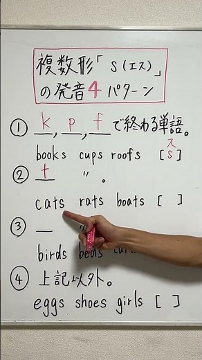 「複数形(s)の発音４パターン」☆単語の終わりのアルファベットで判断。