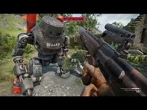 Destroying a robot with a flamethrower on Atomfall