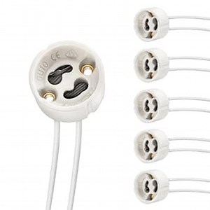 DiCUNO GU10 Base Socket, 600℃ Heat Resistant Maximum 250V 300W, Ceramic Lamp Holder and Silicon Wire Connector 6 Packages