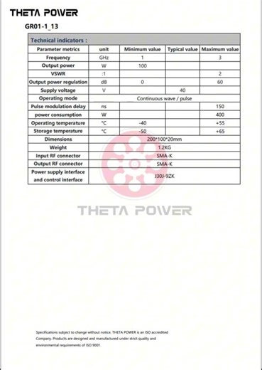 3月18日RF & Microwave Power Amplifier Module Datasheet，Chengdu THETA Technology Co., Ltd.