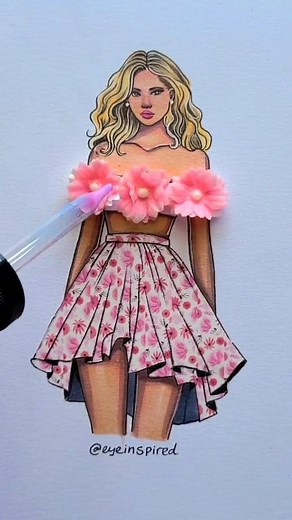 4.8M views · 9.6K reactions | Fashion Design  made using Washi Tape and Paper Flowers #art #artwork #artist #sketch #drawing #design #fashion #style #painting #illustration #satisfying #fashionstyle | Eyeinspired | Facebook