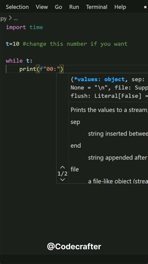 Make an automatic Countdown Timer in python 🐍#codingshorts #correctcoding #coding #programming