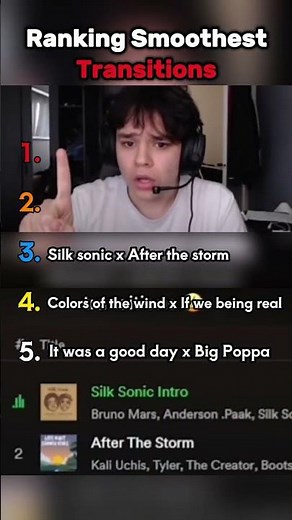 Many different Song Transitions and Tracks with reactions