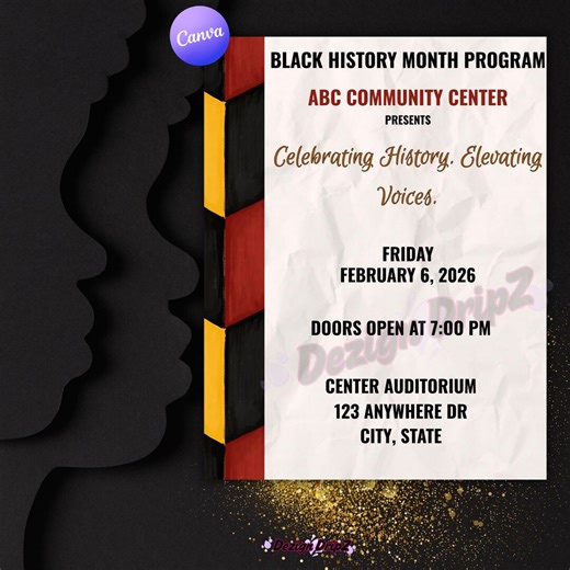 Black History Month Program Template | Canva Editable Event (digital Download) - Etsy