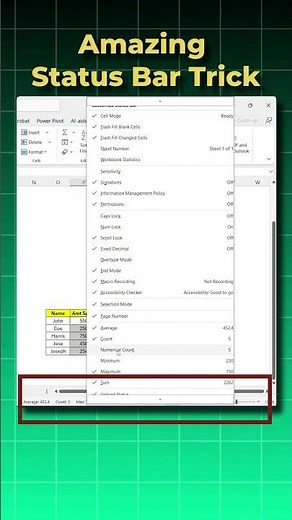 99% Excel Users Don’t Know This Status Bar Trick | Copy Numbers Instantly!