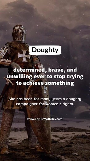 Doughty meaning & example sentence #EnglishWithDev #englishvocabulary #doughty #wordoftheday #englishlanguage #englishspeaking #englishteacher #englishwords #englishtips #learnenglish #ielts #toefl #esl | Dev English
