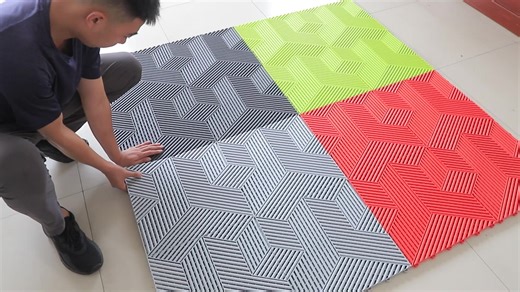Patent Tiles Three Dimensional 3D Tiles  400*400*18mm Non Slip Interlocking Pvc Garage Floor Tiles