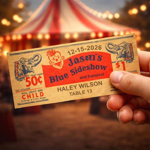 Vintage Circus Ticket Template, Carnival Sideshow Ticket, Editable Party Ticket, Retro Circus Invite, Printable Event Decor - Etsy