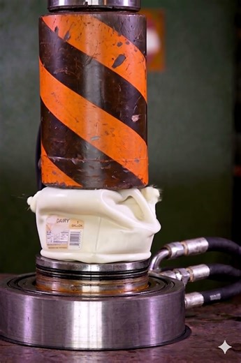 Crushing a Milk Jug Under 20 Tons of Pressure #shorts #hydraulicpress #viralshorts #crushing