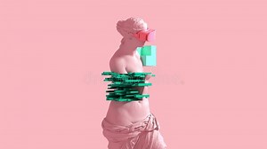 3D Glitch of Venus De Milo on Pink Background. Concept of NFT Technology Stock Video - Video of noise, digital: 216625687