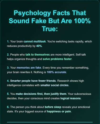 Psychology Facts That Sound Fake But Are 100% True