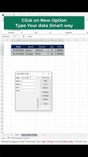 Data Entry Form #excel
