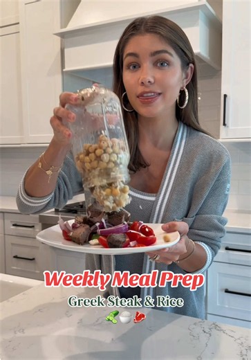 Greek Steak & Rice Mason Jar Salad - Meal Prep Lunch