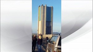 Plenty of noise from the explosives under the pit tower at the former Harworth colliery in Notts. But the building won't give in easily. Thanks to JayViews for the footage. | BBC Yorkshire