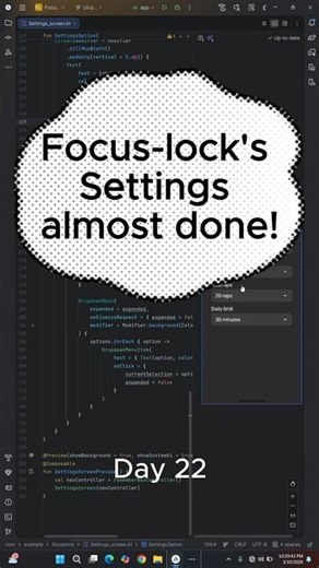 Building Focus-Lock: Settings in Progress! #shorts #viralshorts