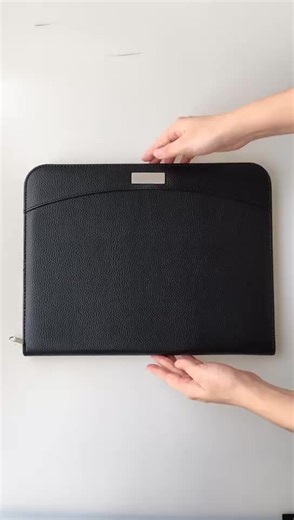 Custom A4 Brand Logo Portfolio Compendium PU Leather Office File Folder Presentation Style