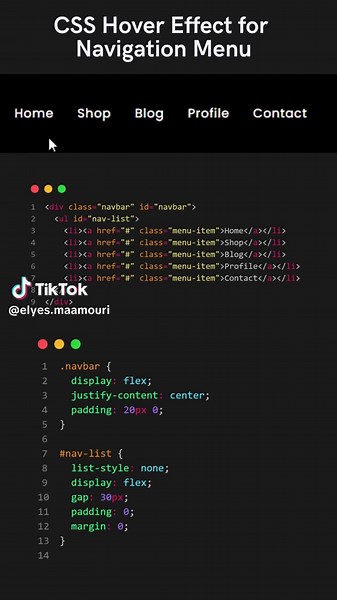 CSS Hover Effect for Navigation Menu #creativedesign #webdesign #cssanimations #htmlcss