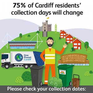 ♻️🚮 We’re changing our waste and recycling collection days to provide a better service that’s more efficient and cost effective in the long term. From Monday 22nd February you may have a change to the day, week or time your collections take place. Look out for a letter through your door in the next few weeks. Information on your new waste collection day will be available online and through all our digital channels after your waste collection this week. Please download the Cardiff Gov App by vis