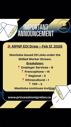 Princess Immigration Services | Manitoba recently held its Expression of Interest (EOI) Draw #264 under the Skilled Worker Stream! A total of 29 Letters of Advice to Apply... | Instagram