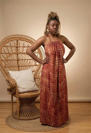 Adire Halter Maxi Dress – African Tie Dye Backless Crepe | Boho Resort Wear | Handmade Summer Dress - Etsy