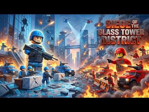 🌆🪟 LEGO Blue Army vs Red Army: Siege of the Glass Tower District 🚁⚔️