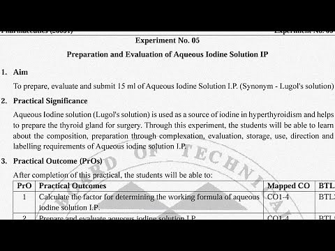 Pharmaceutics Experiment 5 | Preparation & Evaluation of Aqueous Iodine Solution IP | Bright Pharma