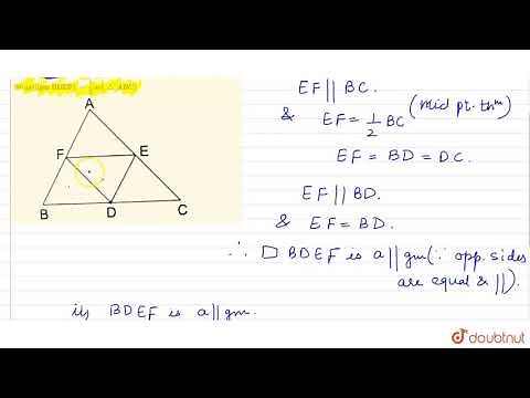 D, E, F are the midpoints of the sides BC, CA and AB respectively of `triangle`ABC. Prove that `