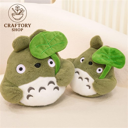 Cute Totoro Plush With Green Leaf – Soft Kawaii Stuffed Toy, Cozy Gift & Home Decor - Etsy Canada