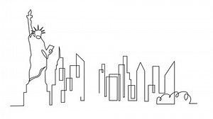 One single line drawing New York city skyline United States. template