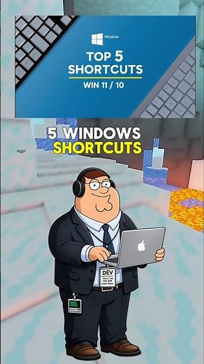 5 Windows Shortcuts You MUST Know💻 #viralvideo #pcsettings #familyguy #securityfail #memes