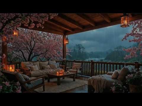 Cozy Spring Rain Terrace 🌸 Relaxing Rain Sounds for Study, Focus & Calm