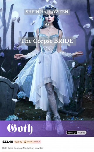 Plus Size Corpse Bride Costume | SHEIN Halloween 2023