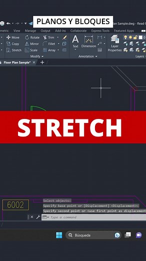 Stretch #autocad #autocadtips #autocadtutorial