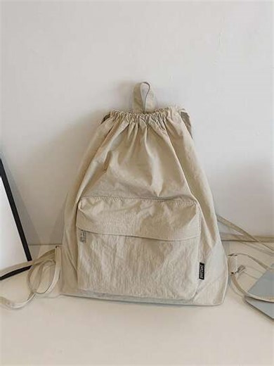Lightweight Drawstring Backpack, Versatile Sport/ Travel Simple Backpack, Outdoor Fitness Casual Drawstring Bag, Back To School Essentials, Bag For School College, Preppy Backpack For School ,University Bag | SHEIN