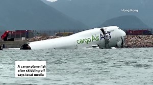 Video: 2 dead after Emirates SkyCargo plane operated by ACT Airlines skids off Hong Kong runway 🎥: Reuters Hong Kong's Civil Aviation Department said in a statement on Monday that the aircraft had "deviated from the north runway after landing and ditched into the sea." "Two ground staff were affected and fell into the sea, and their conditions are pending confirmation." Read more here: https://www.khaleejtimes.com/business/aviation/hong-kong-cargo-plane-crash | Khaleej Times