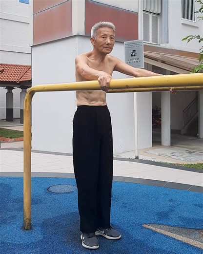 3.8K views · 72 reactions | Never too OLD- 83 years old Mr Peng's doing dips. His form is unconventional - yet good enough for building his conspicuous pec muscles. | Team Strong Silvers | Facebook