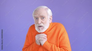 Middle aged man feel anxious isolated bright color background