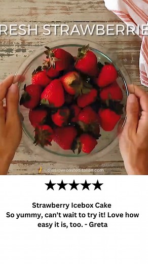 14K views · 125 reactions | Strawberry Icebox Cake combines fresh summer strawberries with light, fluffy vanilla whipped cream frosting and two layers of graham crackers. Recipe! > https://www.theslowroasteditalian.com/strawberry-shortcake-no-bake-ice-box-cake-recipe/ | The Slow Roasted Italian | Facebook
