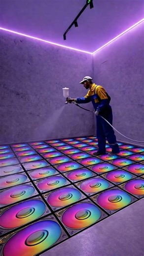 Futuristic Gaming Room with Transparent Epoxy Floor and RGB Cooling Fans